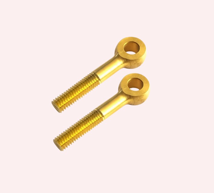 Brass Non-Shoulder Eye Bolts Machine Thread, High Strength Eye Bolts for Rigging Suspension and Lifting Applications in Industrial Construction